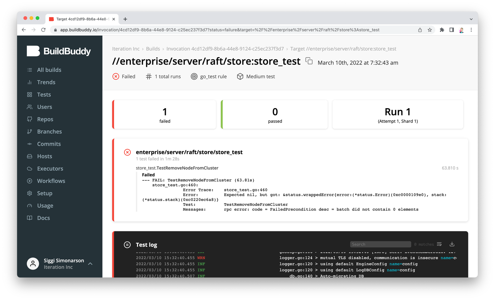 Bazel Test log parsing