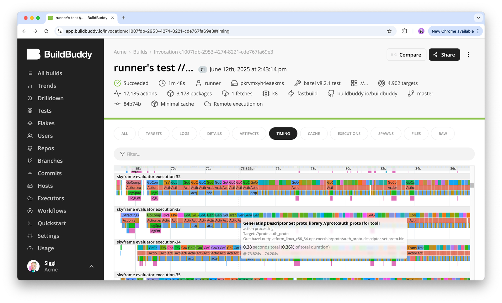BuildBuddy Enterprise Bazel Results UI